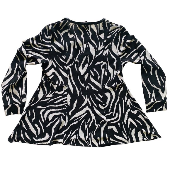 RAFAELLA Women’s Top Animal Print Roll Tab Asymmetric Blouse Gold Zip Size Small - Picture 9 of 11